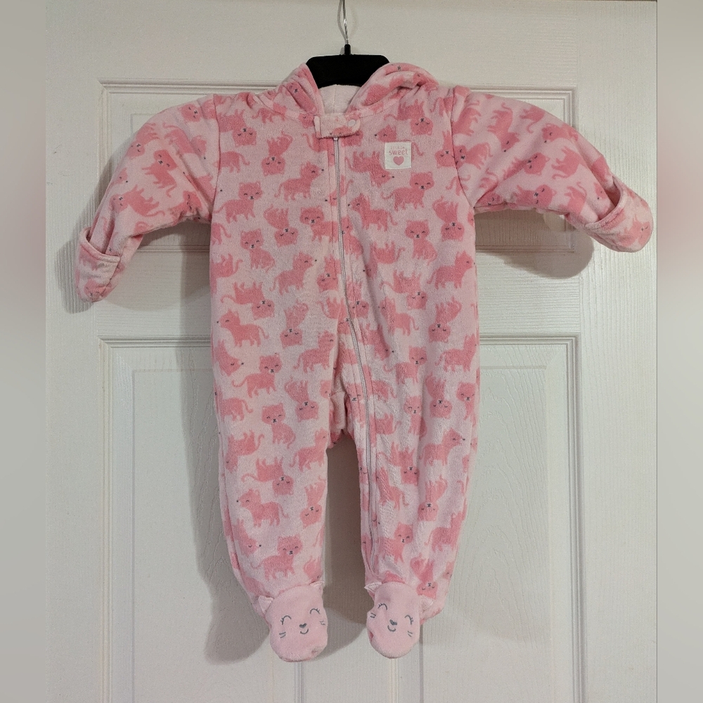 Carter's Just One You Baby Girl Pink Cat‎ Kitten Little Sweet Bunting Suit 9M